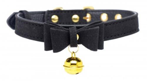 Golden Kitty Collar Met Kattenbelletje – Zwart/Goud