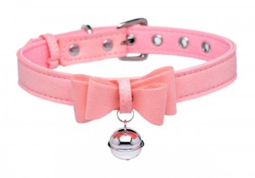 Golden Kitty Collar Met Kattenbelletje – Roze/Zilver