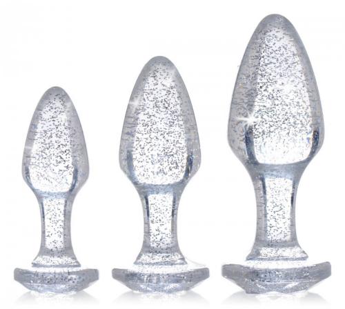 Glitter Gem Anaalplug Set – Zilver